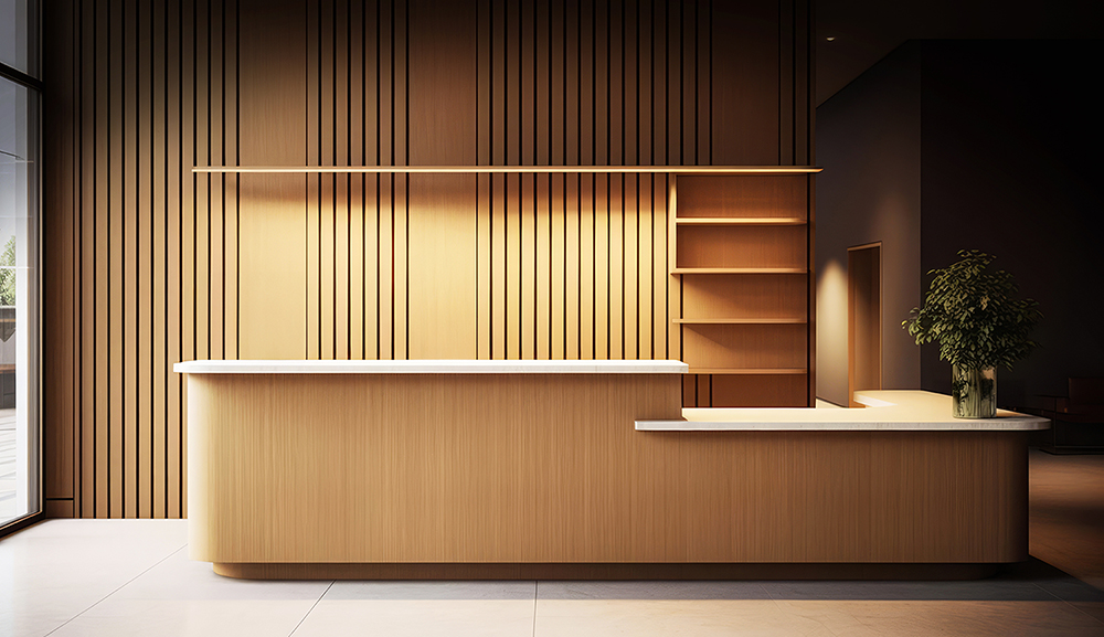 Japanese hotel design reception desk wood Japanese hotel design reception desk wood
